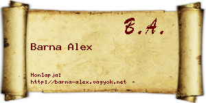 Barna Alex névjegykártya